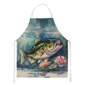 Largemouth Bass Apron Cooking Kitchen Server Baking Crafts Gardening for Adult Women Men, Unisex, Large, Multicolor