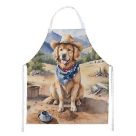 Golden Retriever Cowboy Welcome Apron Cooking Kitchen Server Baking Crafts Gardening for Adult Women Men, Unisex, Large, Multicolor
