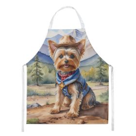 Yorkshire Terrier Yorkie Cowboy Welcome Apron Cooking Kitchen Server Baking Crafts Gardening for Adult Women Men, Unisex, Large, Multicolor