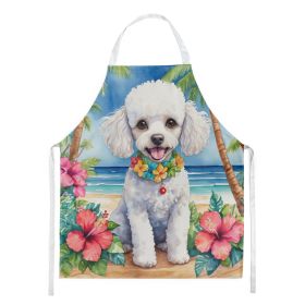White Poodle Luau Apron Cooking Kitchen Server Baking Crafts Gardening for Adult Women Men, Unisex, Large, Multicolor