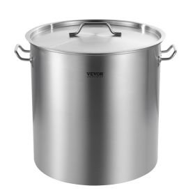 VEVOR Stainless Steel Stockpot, 84 Quart Large Cooking Pots, Cookware Sauce Pot with Basket, Lid, and Handle, Heavy Duty Commercial Grade Stock Pot