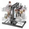VEVOR Min 15"W Opening Blind Corner Pull Out Organizer, 2 Tier 4 Shelf Kitchen Cabinet Organizer, Chrome Carbon Steel Storage Basket