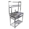 39.4in Stainless Steel Utility Sink Set, Single Bowl Commercial Sink w/ Shelves Single Bowl Sink for Kitchen, Garage with Drainboard and Hanging Tools
