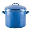 Enamel-on-Steel 16 Quart Large Induction Stockpot with Enamel on Steel Lid, Oven Safe to 450°F, Blue