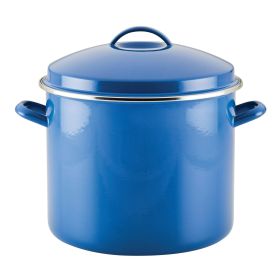 Enamel-on-Steel 16 Quart Large Induction Stockpot with Enamel on Steel Lid, Oven Safe to 450°F, Blue