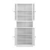 Metal Kitchen Pantry Cabinet - 72" Tall Storage with Adjustable Shelves (White), Heavy Duty Stainless Steel Frame