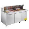 VEVOR 72"W Commercial Refrigerator, 18.7 Cu. Ft Sandwich Prep Refrigerated Table, Mega Top Food Prep Fridge with 30 Pans and Cutting Board