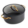 5 QT Non-Stick Stock Pot with Glass Lid - Black Gold, Signature Collection