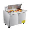 VEVOR 48"W Commercial Refrigerator, 12.5 Cu. Ft Sandwich Prep Refrigerated Table, Mega Top Food Prep Fridge with 18 Pans and Cutting Board