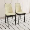 A set of 2 dining chair, modern style chair made of high-quality PU Leather fabric with thick soft cushions, black metal leg kitchen chair