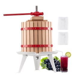 VEVOR 3.2 Gal/12L Fruit Wine Press, Solid Wood Basket with 8 Blocks, Heavy Duty Manual Juice Maker