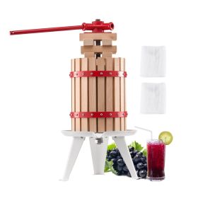 VEVOR 1.6 Gal/6L Fruit Wine Press, Solid Wood Basket with 8 Blocks, Heavy Duty Manual Juice Maker