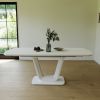62.99-78.74" grey white dining table, MDF kitchen dining table, and modern industrial style expandable dining table with U-shaped legs