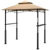 8' x 5' Outdoor Grill Gazebo, Barbecue Gazebo Shelter with LED Light, 2 Side Shelves, Hooks, Bottle Opener, Dark Brown