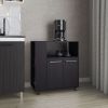 FM FURNITURE Linden Kitchen Cart with Microwave Shelf. Open Storage. and Two-Door Cabinet. Wengue
