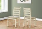 Dining Chair, 38" Height, Dining Room, Kitchen, Set Of 2, Side, Upholstered, Antique White, Beige Linen Look, Transitional