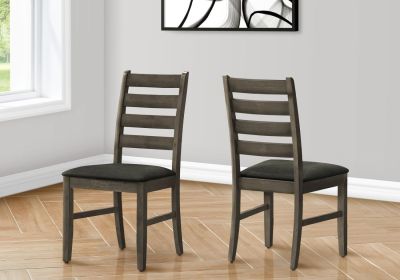 Dining Chair, 38" Height, Dining Room, Kitchen, Set Of 2, Side, Upholstered, Antique Grey, Grey Fabric, Transitional