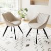A set of 2 dining chairs, medieval modern kitchen dining chair, PU decorative chairs with black metal legs, suitable for home&kitchen (White)
