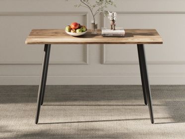 47" Modern minimalist MDF wood color dining table, black metal legs, small sized dining table, computer desk, office desk, kitchen table