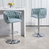 360° Fabric cover Swivel Bar Stools Set of 2, Adjustable Counter Height Bar Chairs with Woven Back & Footrest