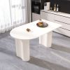 63 "Modern Fashion MDF New Cream Style Dining Table and Irregular Side Table, 4-8 Person Dining Table, Thick Engineering Wood Round Wave Table Legs