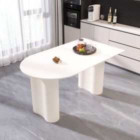 63 "Modern Fashion MDF New Cream Style Dining Table and Irregular Side Table, 4-8 Person Dining Table, Thick Engineering Wood Round Wave Table Legs