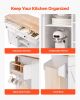 VEVOR Kitchen Island Cart, with Solid Wood Top and Storage Cabinet, Mobile Rolling Table with Drop Leaf, Drawers, Spice Towel Rack