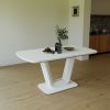 47.24-62.99" white dining table, MDF kitchen dining table, and modern industrial style expandable dining table with U-shaped legs