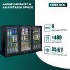 ORIKOOL Beverage Refrigerators Cooler 53 inch 3 Glass Door Back Bar, 480 Cans Commercial Display Bar Fridge for Beer Wine and Drink 11.3 Cu.Ft