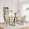 Dining Chairs Set of 4,Modern Kitchen Dining Room Chairs,Upholstered Dining Accent Chairs in linen Cushion Seat and Sturdy Black Metal Legs(Beige)