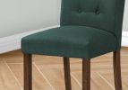 Dining Chair, 38" Height, Set Of 2, Upholstered, Dining Room, Side, Kitchen, Teal Fabric, Walnut Wood Legs, Modern