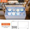 VEVOR Commercial Ice Cream Display Case, 13.1 Cu.ft Chest Freezer, Mobile Glass Top Deep Freezer, Restaurant Gelato Dipping Cabinet with 8 Large Tubs