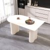 63 "Modern Fashion MDF New Cream Style Dining Table and Irregular Side Table, 4-8 Person Dining Table, Thick Engineering Wood Round Wave Table Legs