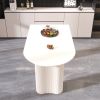 63 "Modern Fashion MDF New Cream Style Dining Table and Irregular Side Table, 4-8 Person Dining Table, Thick Engineering Wood Round Wave Table Legs