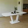 62.99-78.74" grey white dining table, MDF kitchen dining table, and modern industrial style expandable dining table with U-shaped legs
