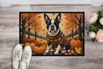 NEW Boston Terrier Fall Doormat Front Door Mat Indoor Outdoor Rugs for Entryway, Non Slip Washable Low Pile, 18H X 27W