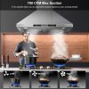 30" Island Range Hood 700 CFM Ceiling Mount Kitchen Vent Hood with Gesture/Touch Control, 3-Speed Fan & 4 LED Lights, Convertible Ductless/Duct