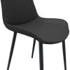 Black PU Leather Dining Chair with Metal Legs, Chequer Upholstered Armless Chair Set of 2 for Kitchen, Restaurant, Living, Meeting Room