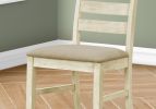 Dining Chair, 38" Height, Dining Room, Kitchen, Set Of 2, Side, Upholstered, Antique White, Beige Linen Look, Transitional