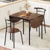 3 Pieces Dining Set with 2 Chairs and Modern Kitchen Table for Small Space