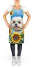 Maltese in Sunflowers Apron Cooking Kitchen Server Baking Crafts Gardening for Adult Women Men, Unisex, Large, Multicolor