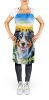Border Collie in Sunflowers Apron Cooking Kitchen Server Baking Crafts Gardening for Adult Women Men, Unisex, Large, Multicolor
