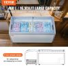 VEVOR Commercial Ice Cream Display Case, 16.3 Cu.ft Chest Freezer, Mobile Glass Top Deep Freezer