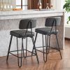 Industrial Bar Stools Set of 2, Counter Height Chairs with PU Leather Upholstery & Metal Frame