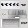 Range Hood 36 Inch;  Wall Mount Vent Hood in Stainless Steel with Ducted/Ductless Convertible Duct;  3 Speed Exhaust Fan;  Energy Saving LED Light;  P