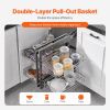 VEVOR Min 15"W Opening Blind Corner Pull Out Organizer, 2 Tier 4 Shelf Kitchen Cabinet Organizer, Chrome Carbon Steel Storage Basket