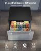 VEVOR 24 Inch Under Counter Drawer Refrigerator, Stainless Steel Dual Drawer Fridge with Temperature Control
