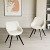 A set of 2 dining chairs, medieval modern kitchen dining chair, PU decorative chairs with black metal legs, suitable for home&kitchen (White)