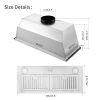 30 inch Insert Range Hood 600 CFM;  Built-in Stainless Steel Range Hoods with Right Button Controls and Back LED Lights; Kitchen Hood for Over Stove;