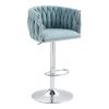 360° Fabric cover Swivel Bar Stools Set of 2, Adjustable Counter Height Bar Chairs with Woven Back & Footrest